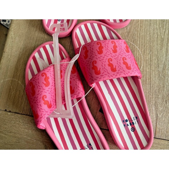 Roller Rabbit x Target Seahorse Slide Sandals Pink Stripe Women's Size 7/8 NWT - Picture 4 of 5
